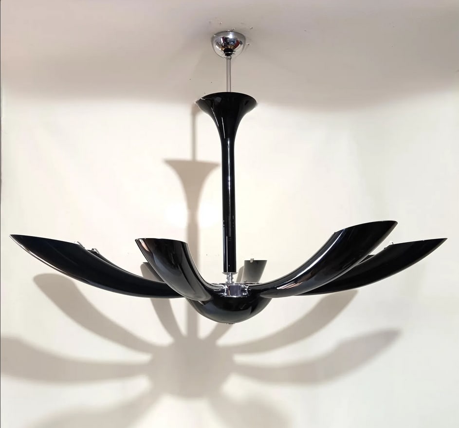 Murano Glass Nero Infinito Ceiling Light by Seguso - 7