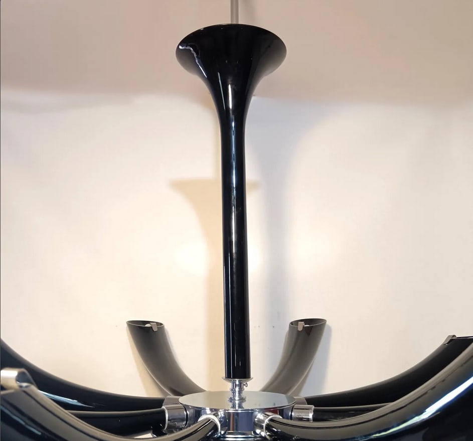 Murano Glass Nero Infinito Ceiling Light by Seguso - 8