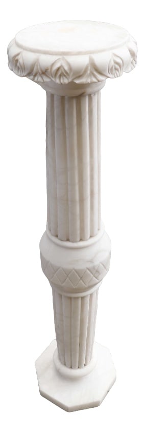 Pedestal Column in White Marble, 1991: Country of Manufacture: Italy Design Period: 1980 to 1989 Production Period: 1990 to 1999 Restoration and Damage Details: Light wear consistent with age and use Detailed Condition: Very Good —