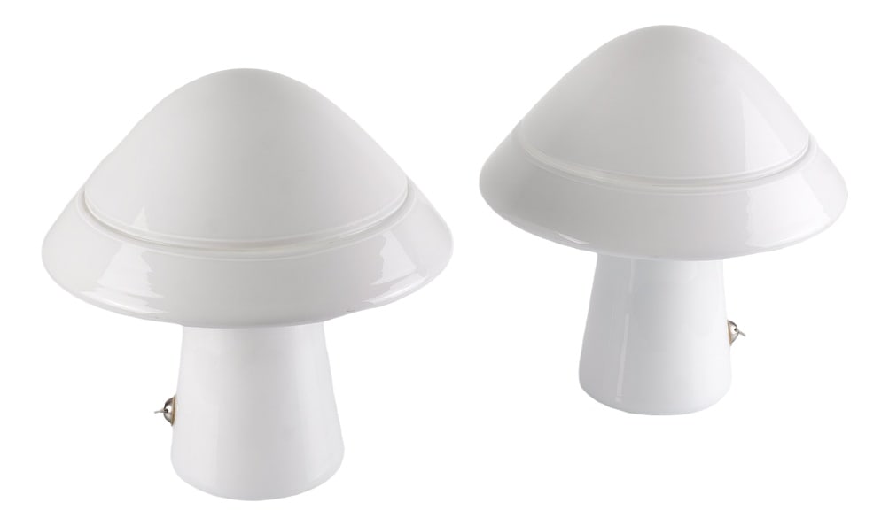 Murano Table Lamps by Majo for Res Murano, Set of 2: Beautiful couple of Murano Glass Mushroom table lamps by Guido de Majo for RES Murano. In perfect working condition. Country of Manufacture: Italy Design Period: 1970 to 1979 Production Period: Unknow