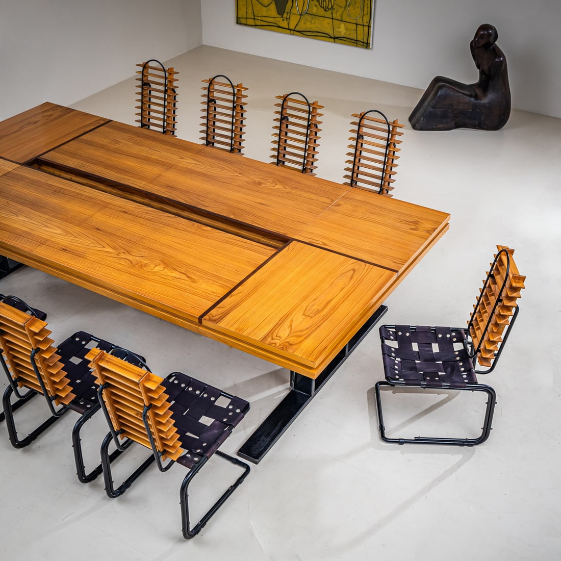 Conference Table with Chairs, Rome, 1960s, Set of 11 - 10