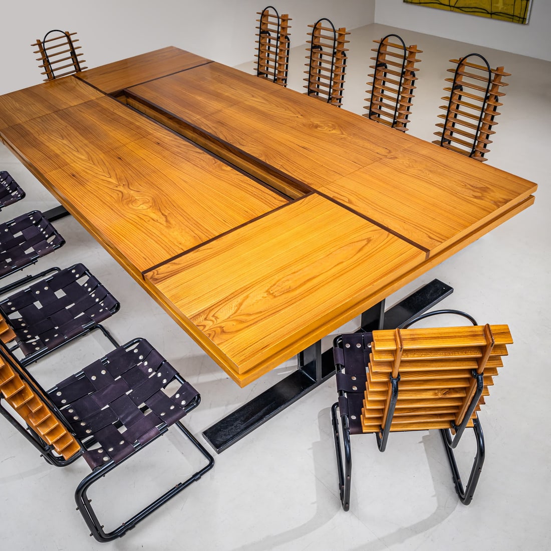 Conference Table with Chairs, Rome, 1960s, Set of 11 - 5