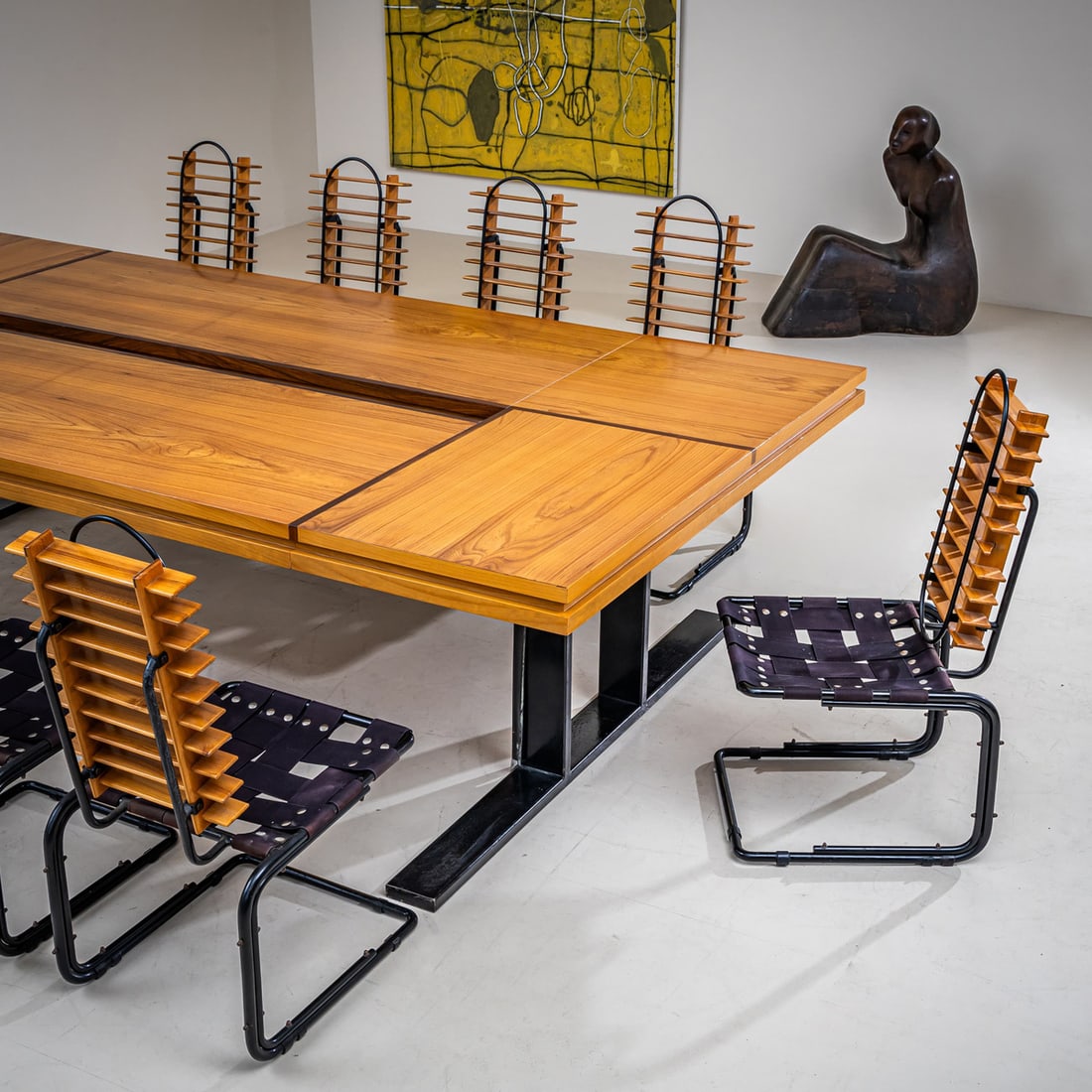 Conference Table with Chairs, Rome, 1960s, Set of 11 - 8