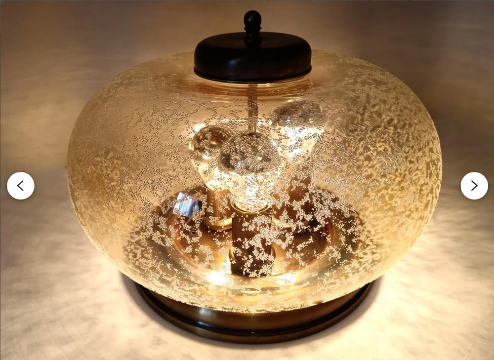 Art Deco Amber Murano Glass Flush Mount, 1970s - 11