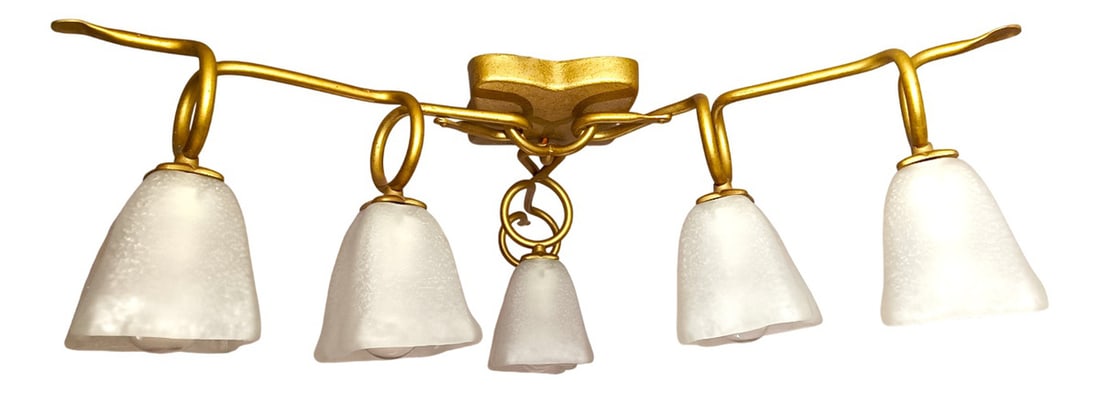 Murano Glass Ceiling Light from Barovier & Toso: A fantastic item of Mid Century Modern decor, a legendary collaboration between "Studio Lipparini-Florence" and "Barovier i Tosso-Murano" workshops, most sought after "Lily of the Valley" edition, des