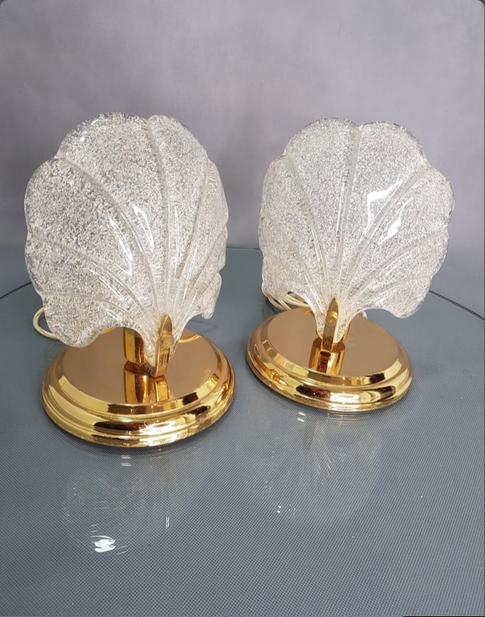 Murano Glass Palm Leaf Lamps by Barovier, Set of 2 - 2