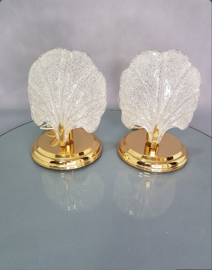 Murano Glass Palm Leaf Lamps by Barovier, Set of 2 - 5