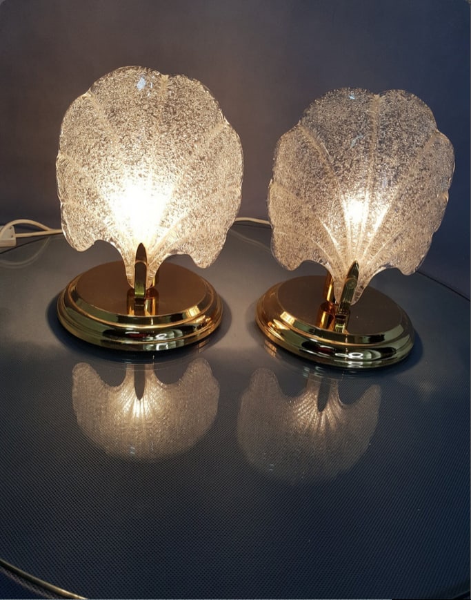 Murano Glass Palm Leaf Lamps by Barovier, Set of 2 - 7