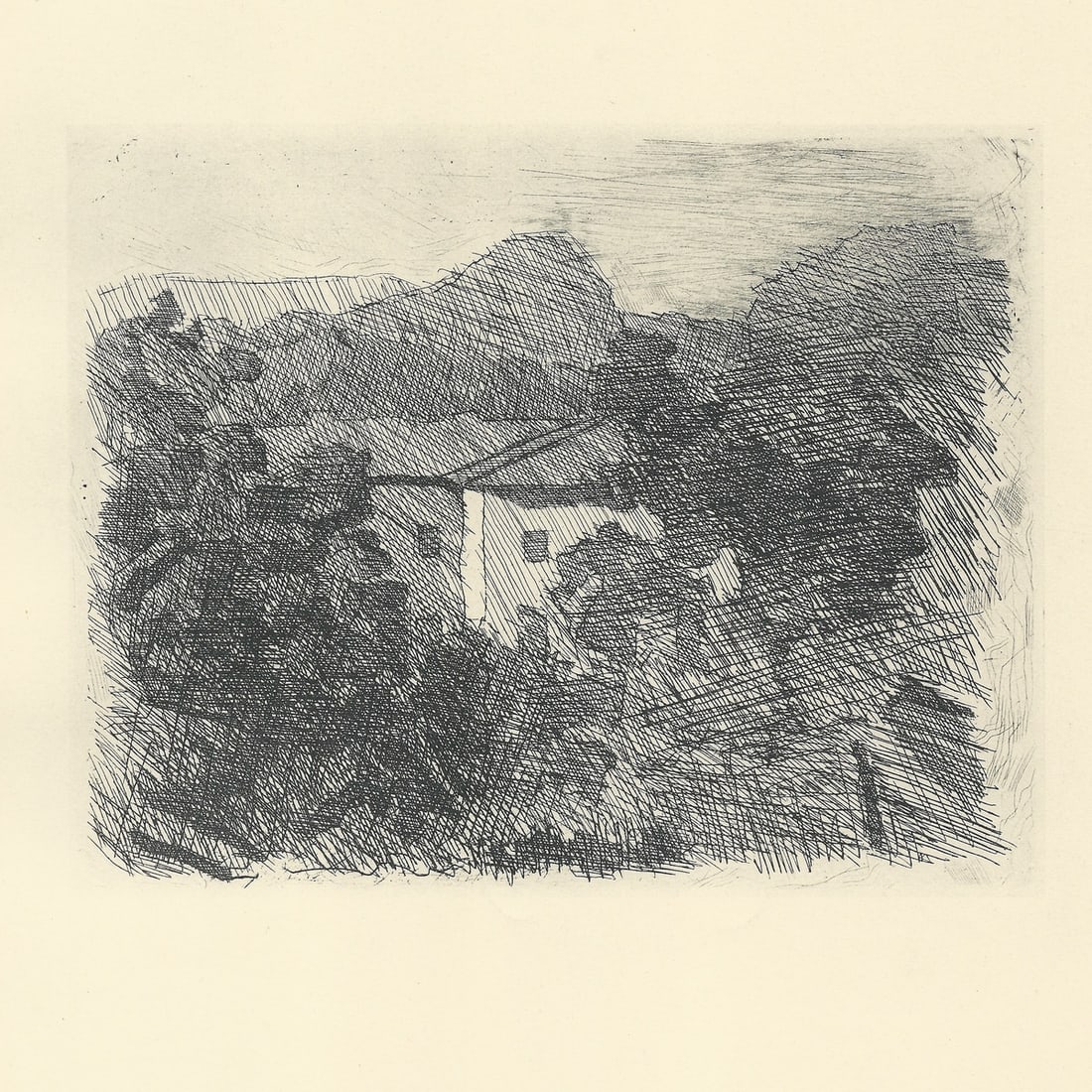 Giorgio Morandi, Landscape in Roffeno, 1957, Lithograph - 2