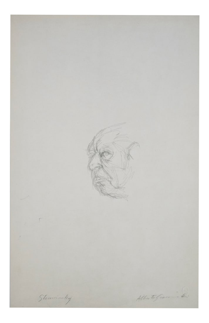 Giacometti, Head of Igor Stravinsky, 1963, Lithograph: Artist: ALBERTO GIACOMETTI (1901-1966), d'aprèsTitle: "Testa di Igor Stravinsky" (Head of Igor Stravinsky)Year of ideation: 1958Year of print: 1963In the original folderTotal size: 56 x 45