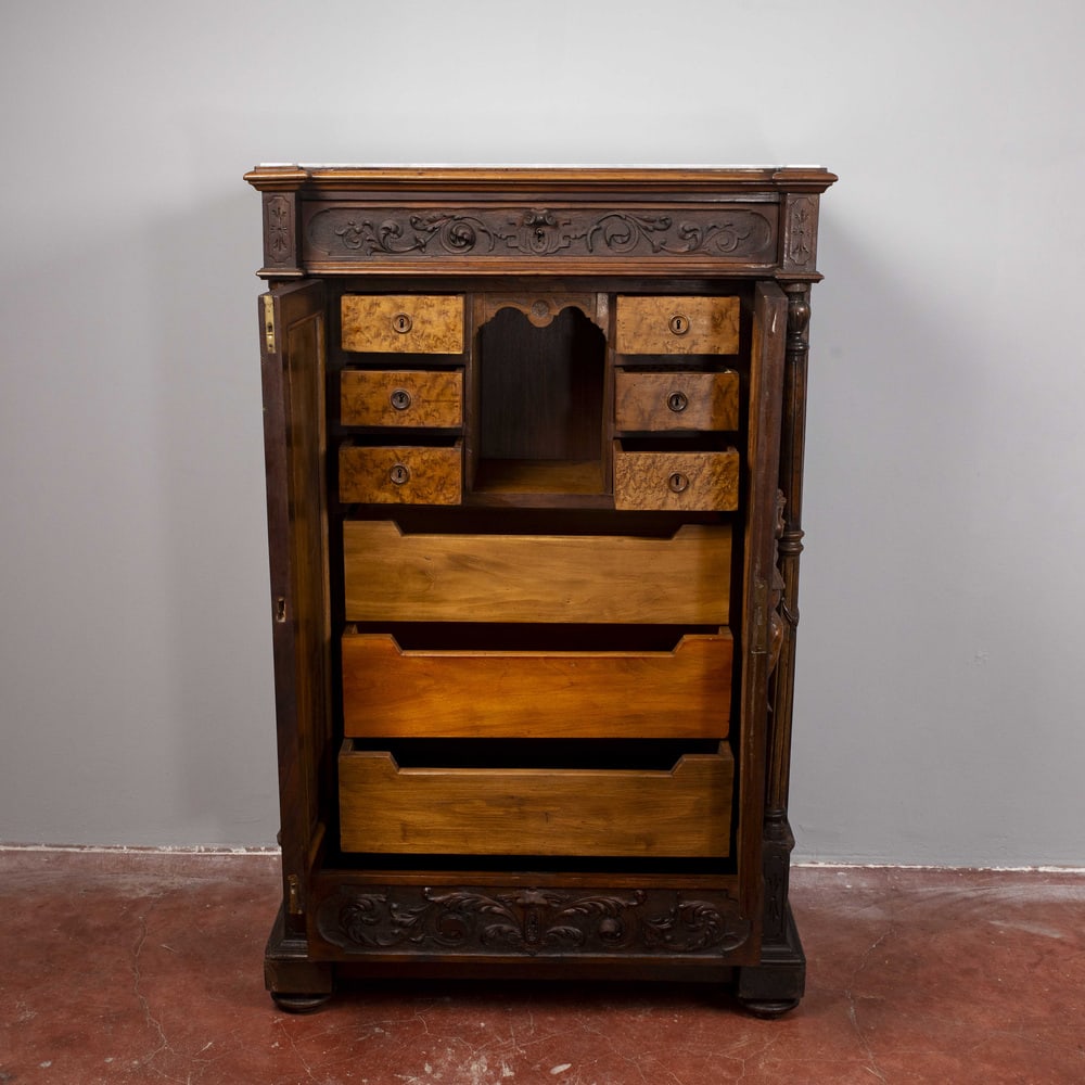Carved Secretaire with Drawers - 19
