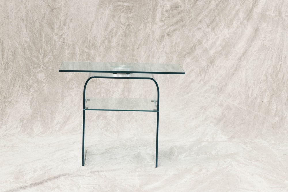 Italian Mobile Table in Crystal from Fiam, 1983 - 2