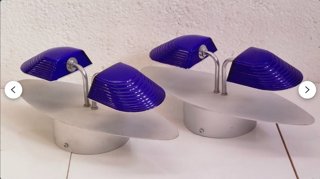 Art Deco Indigo Murano Glass Sconces, 1980s, Set of 2 - 7