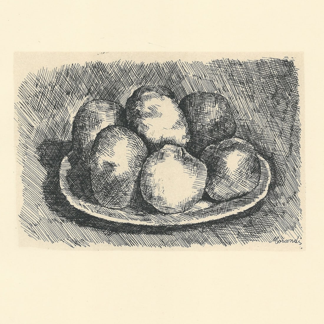 Giorgio Morandi, Six Apples in a Dish, 1957, Lithograph - 2