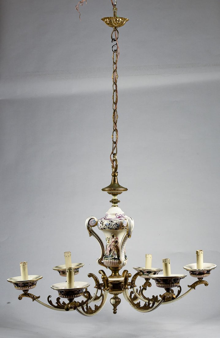 Colored Chandelier in Painted Porcelain - 7