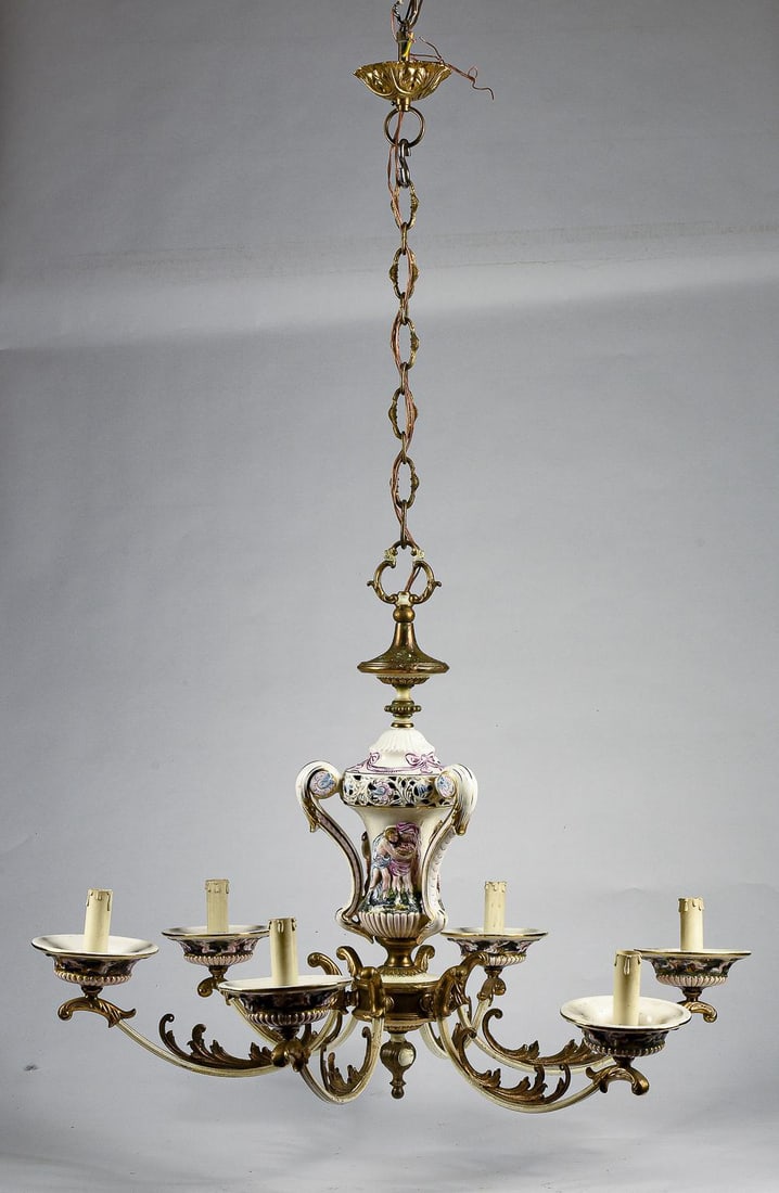 Colored Chandelier in Painted Porcelain - 9