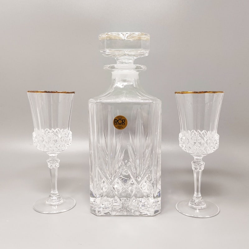 Crystal Decanter and Glasses from RCR, Set of 3 - 7