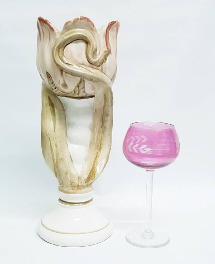 Large Hand Glazed Flower Vase by Capodimonte - 6