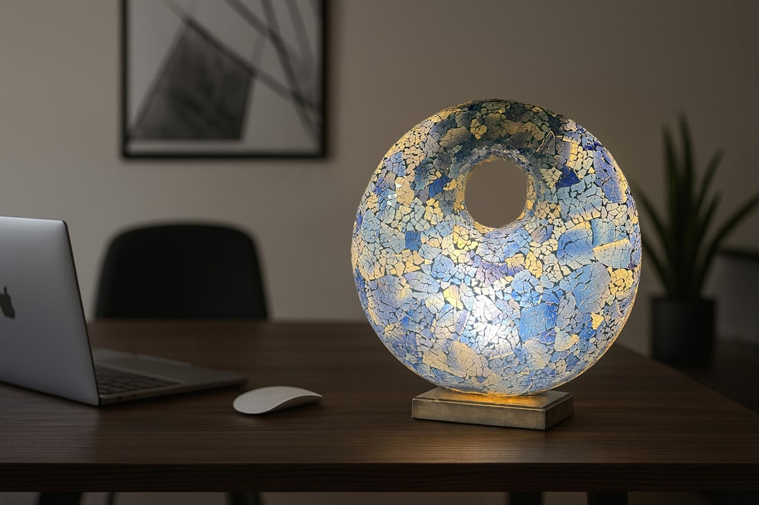 Sculptural Crackled Glass Mosaic Table Lamp, 1990s - 2