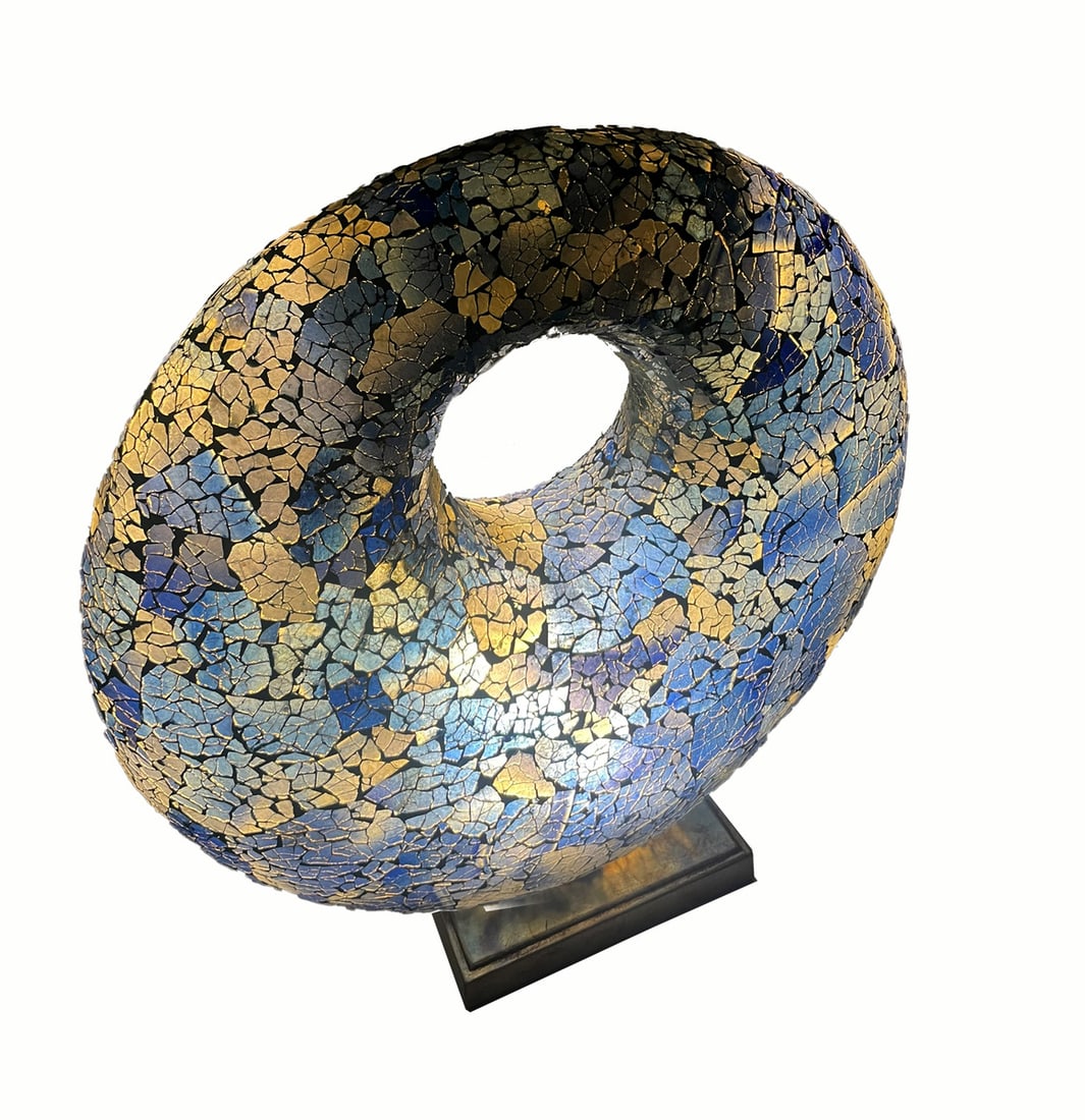 Sculptural Crackled Glass Mosaic Table Lamp, 1990s - 9