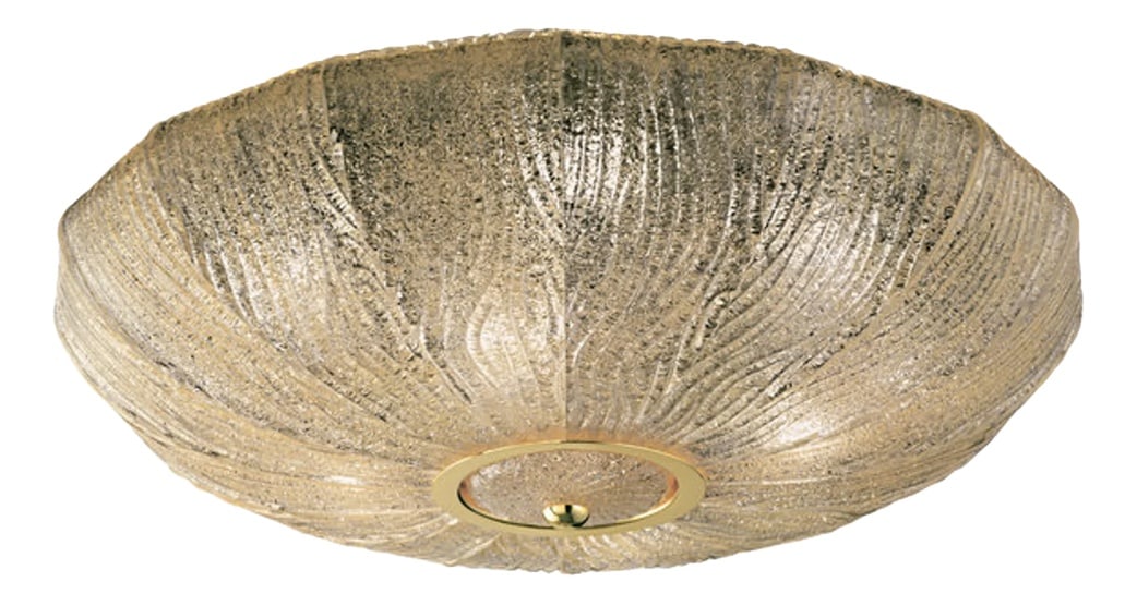 Murano Glass Ceiling Light from Barovier & Toso, 1970s: A fantastic item of Mid Century Modern decor, created in the legendary "Barovier i Tosso-Murano" ateliers.Made of best craftsmanship Murano "rugiadosa" glass, (a layer of uniform microcrystals added a