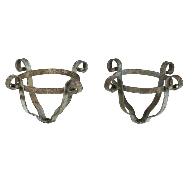 Antique Iron Vase Holders, Set of 2 - 4