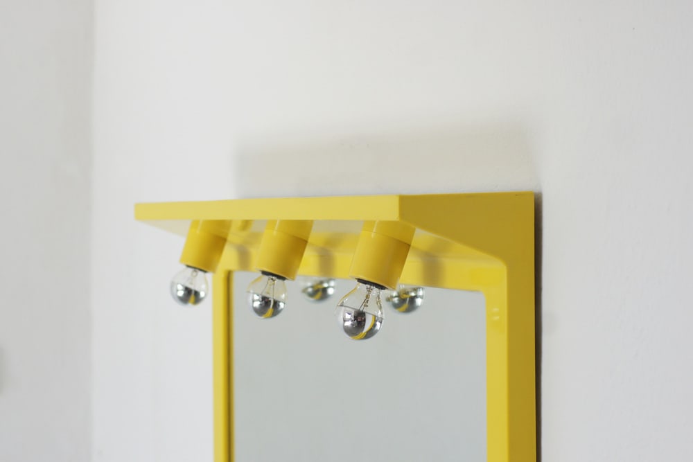 Illuminated Yellow Wall Mirror by Makio Hasuike, 1980s - 2