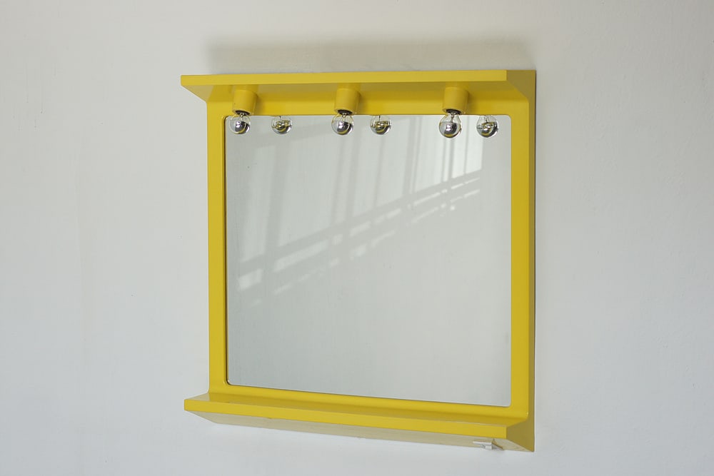 Illuminated Yellow Wall Mirror by Makio Hasuike, 1980s - 5