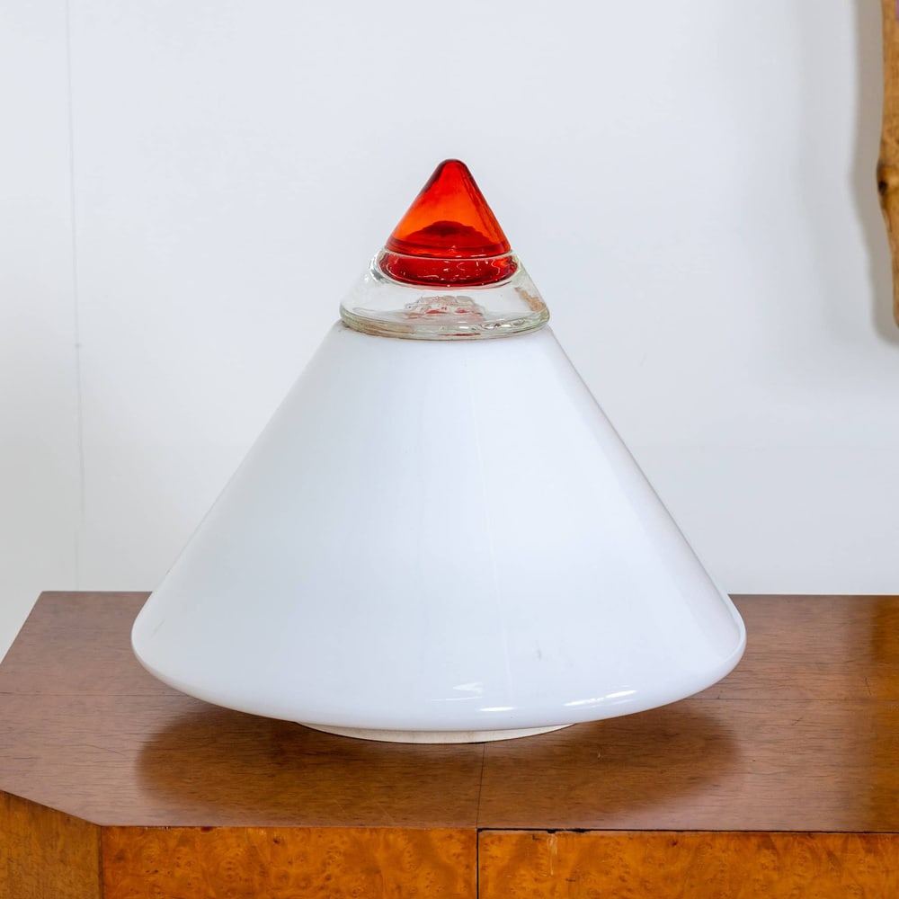 White and Red Glass Table Lamp by Leucos, Italy, 1960s - 2