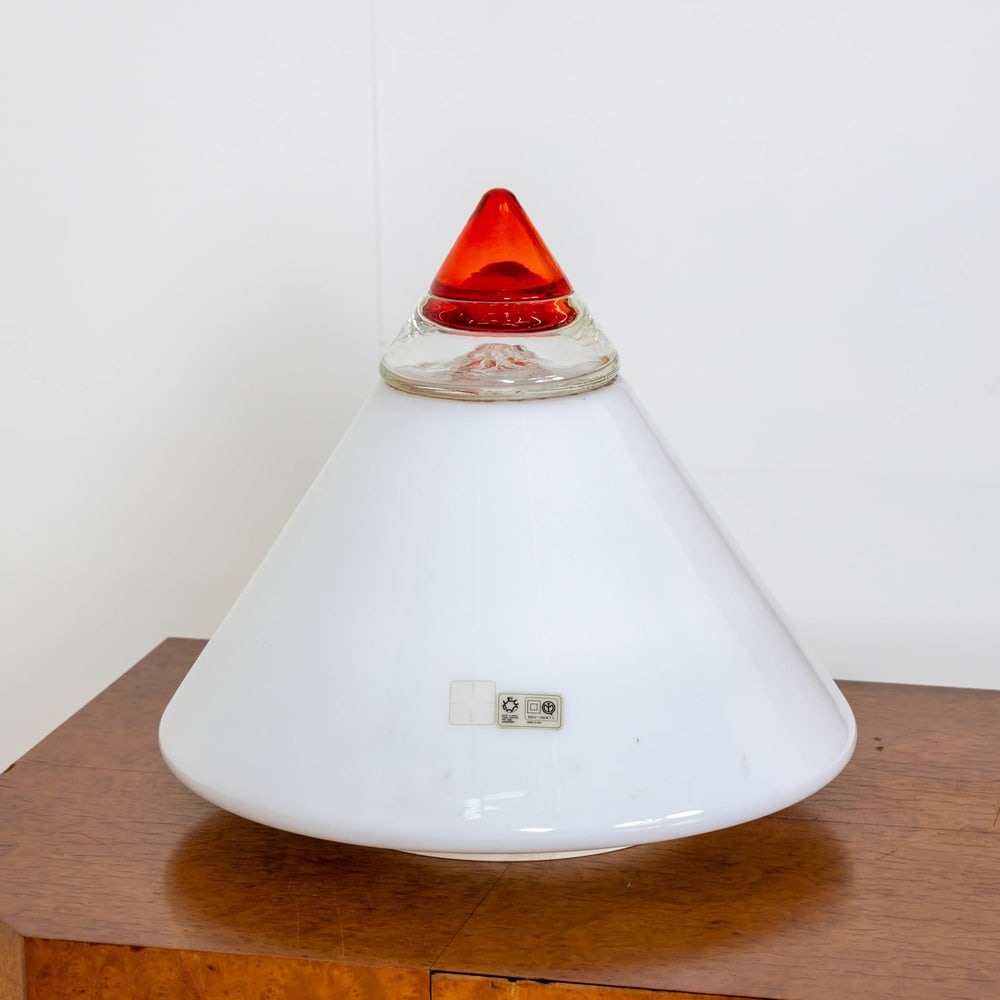 White and Red Glass Table Lamp by Leucos, Italy, 1960s - 3