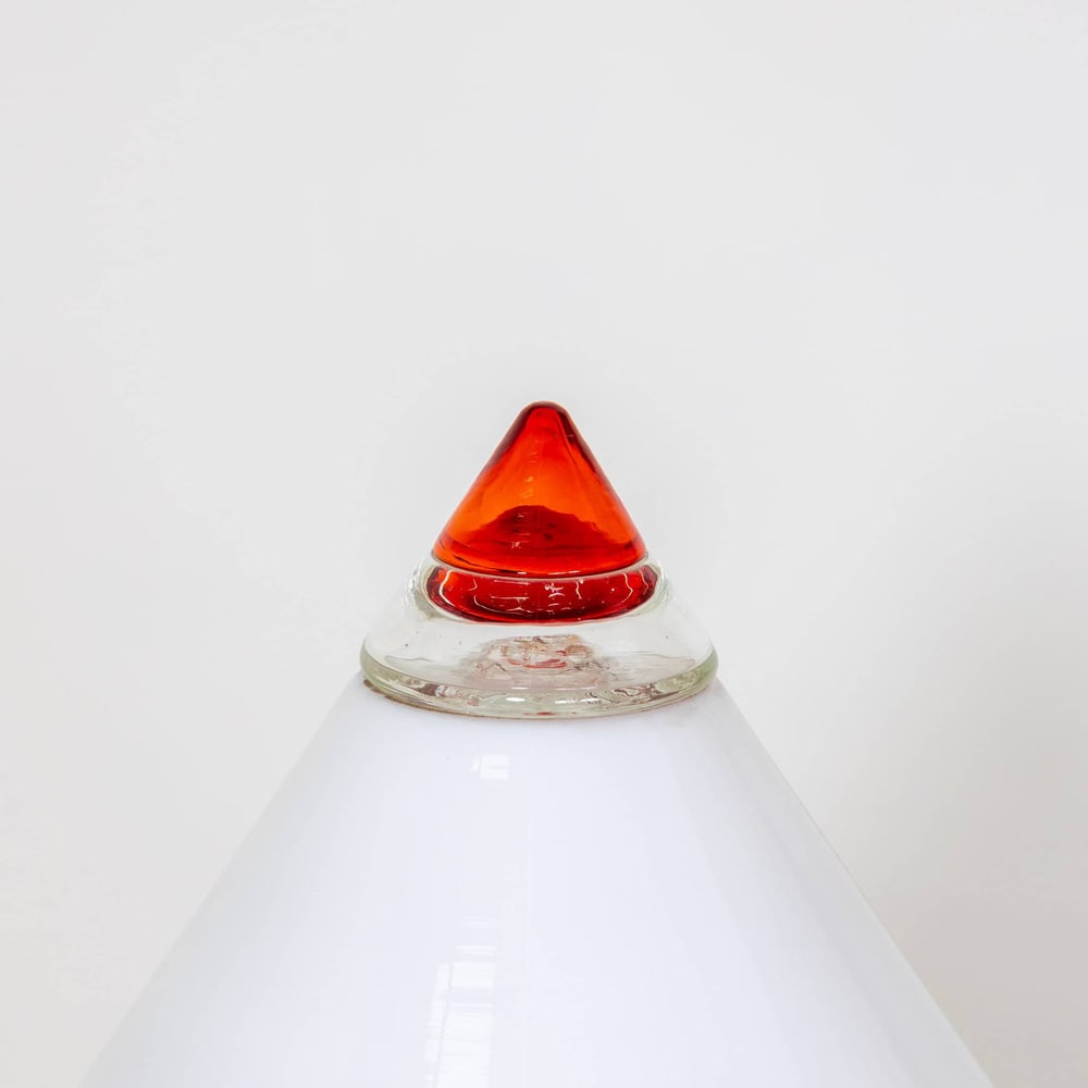 White and Red Glass Table Lamp by Leucos, Italy, 1960s - 5