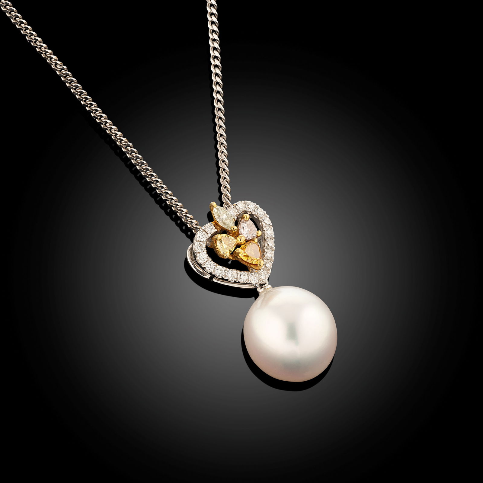 18 Carat South Sea Pearl And Fancy Colour Diamond Pendant - 3