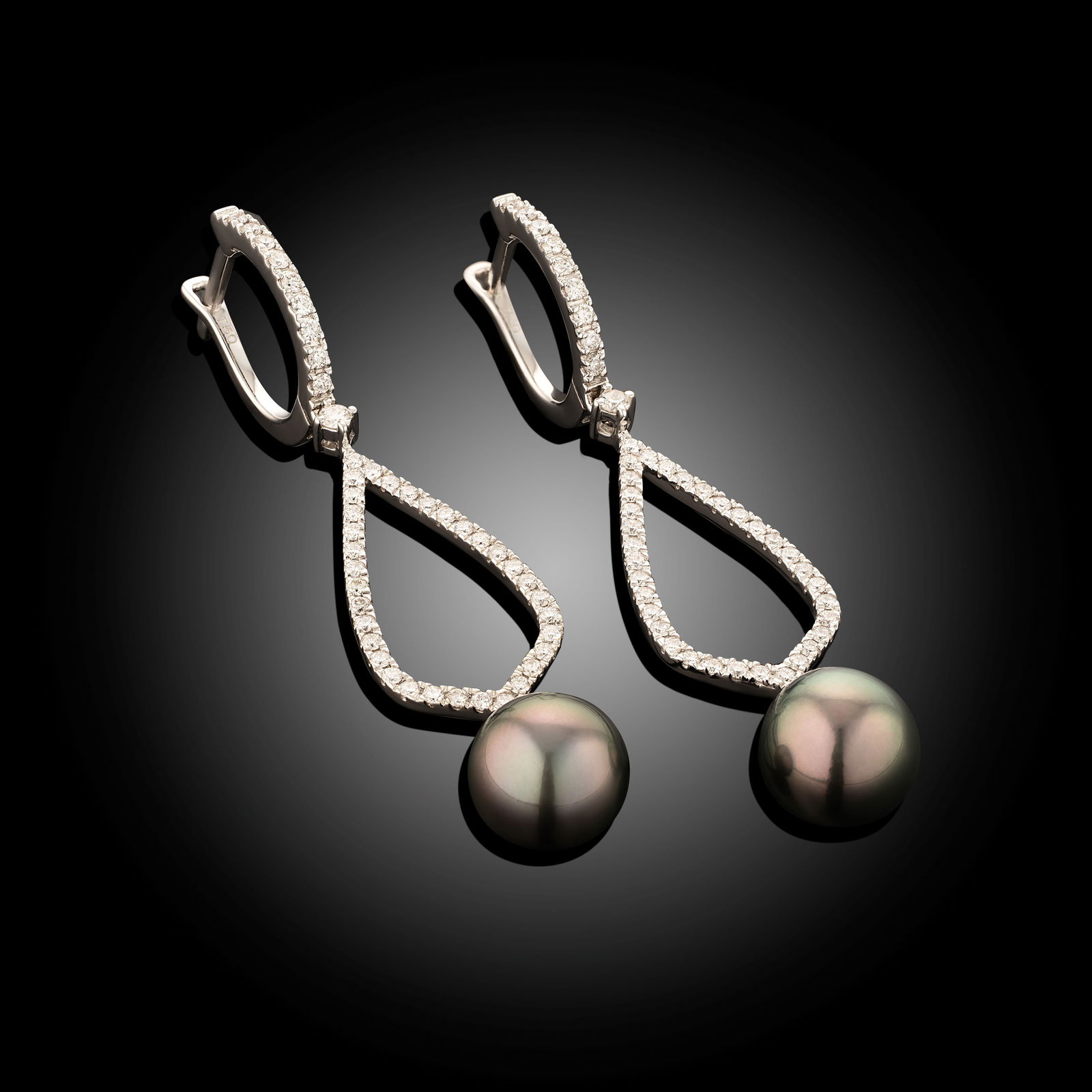 18 Carat Tahitian Pearl And Diamond Hoop Earrings - 2