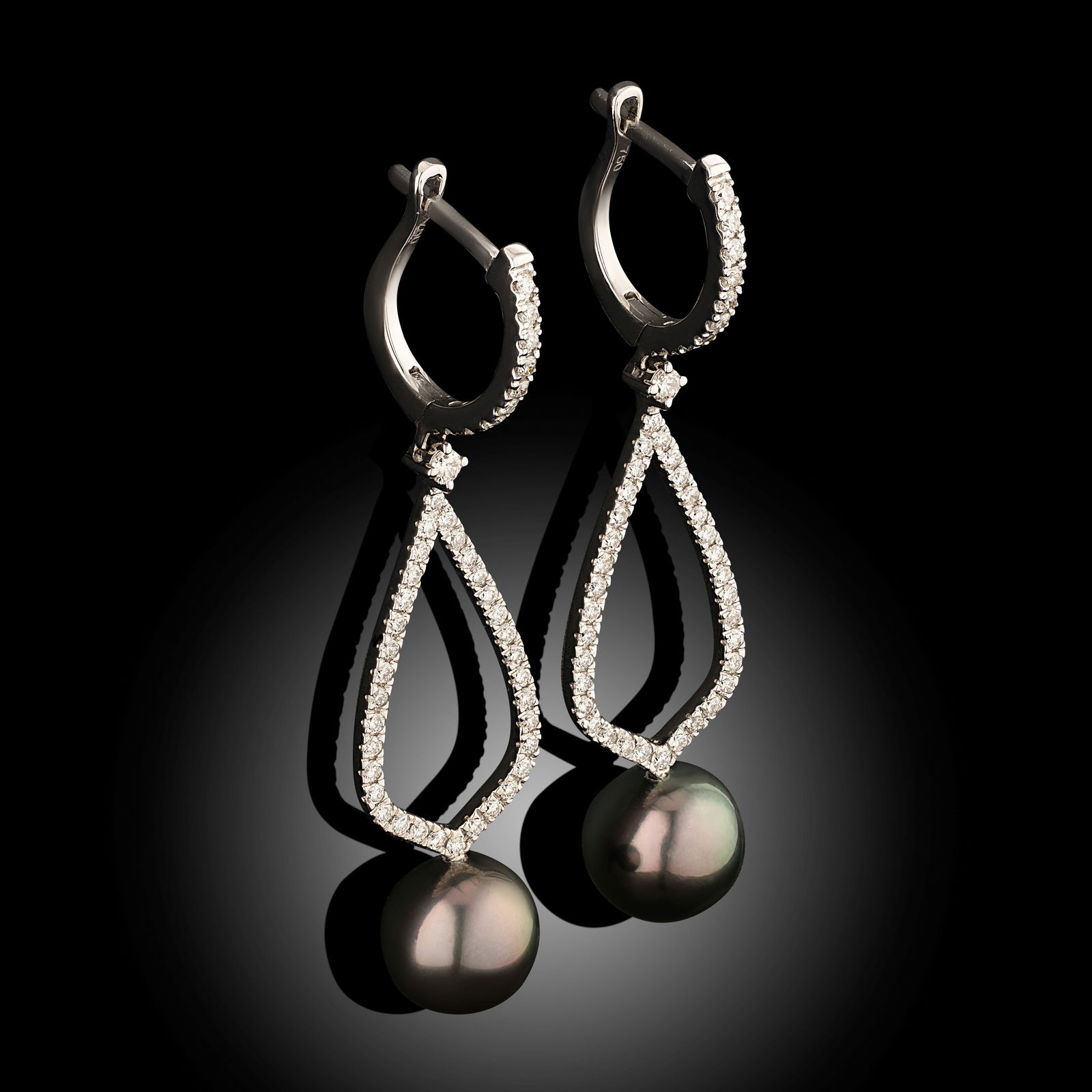 18 Carat Tahitian Pearl And Diamond Hoop Earrings - 3