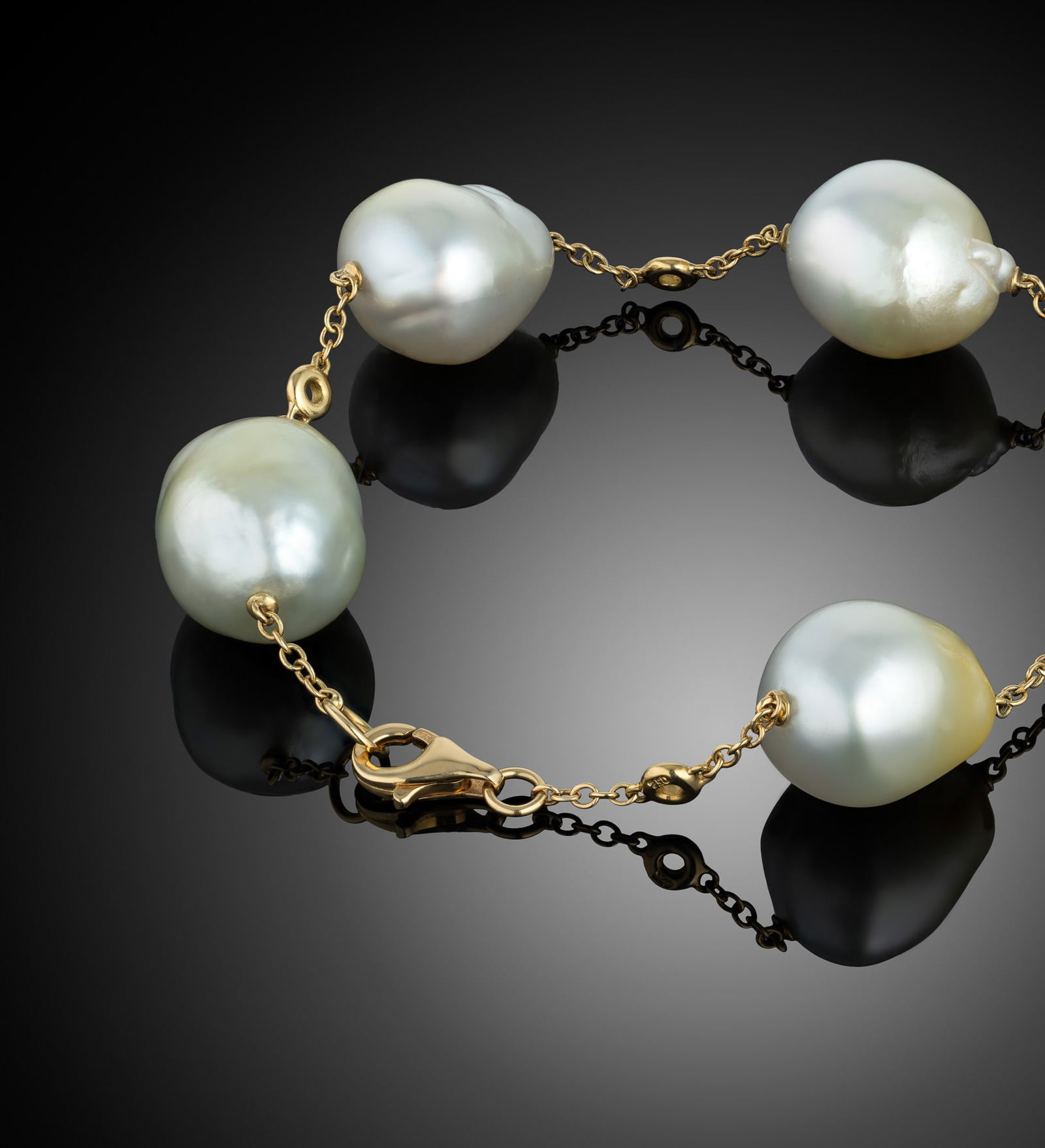18 Carat Cream South Sea Baroque Pearl Chain Bracelet - 3
