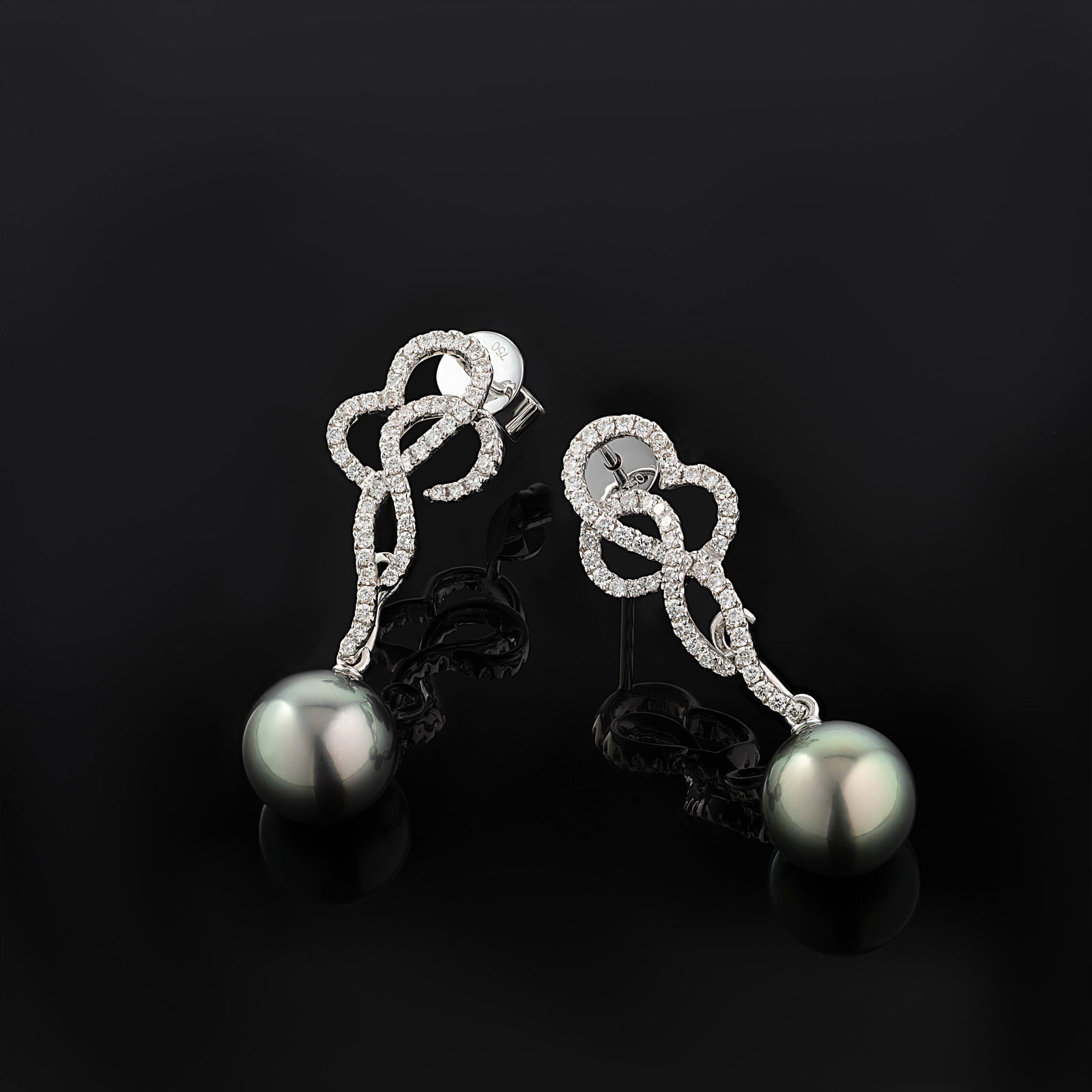 18 Carat Tahitian Pearl And Diamond Drop Earrings - 2