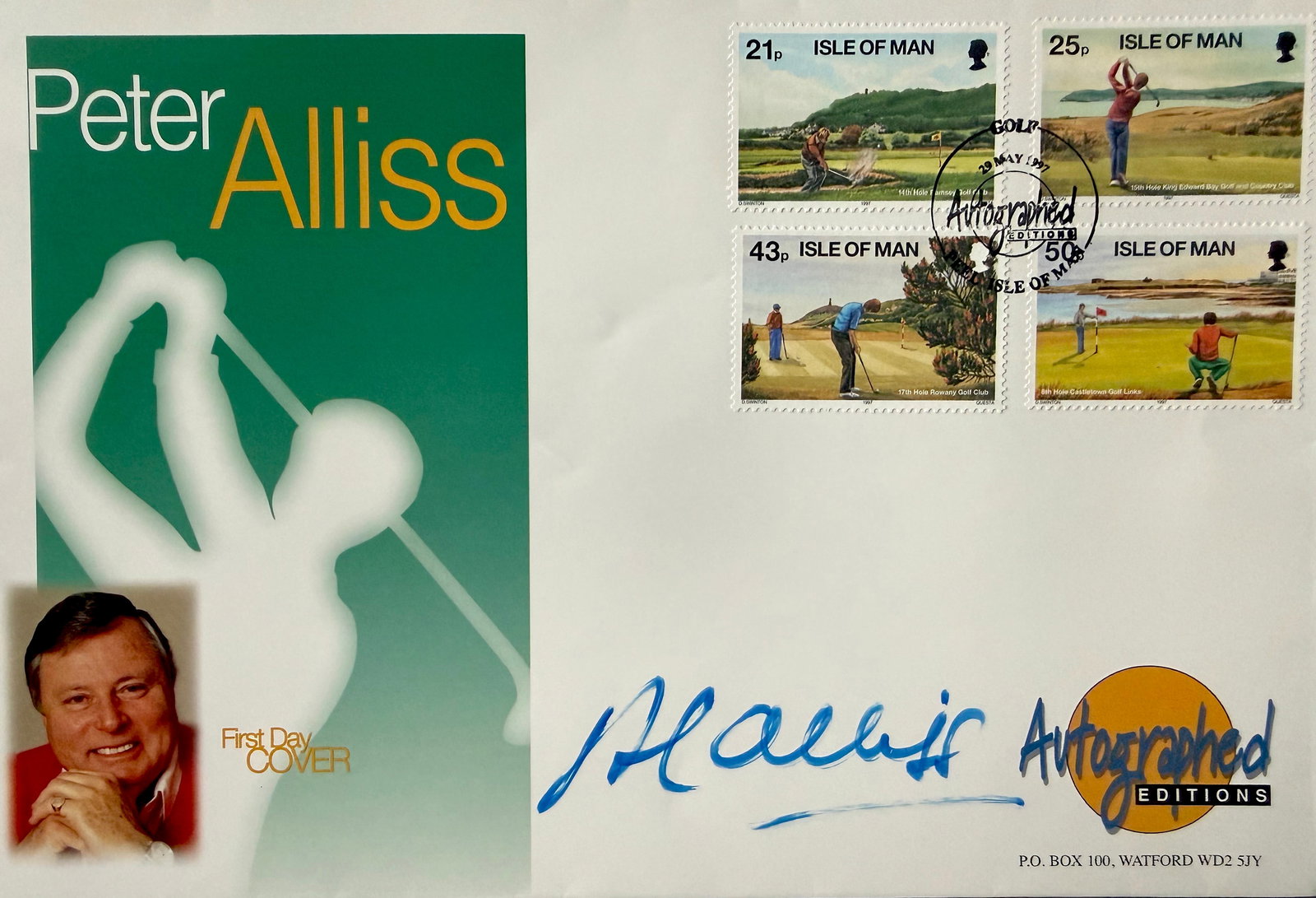 Peter Allis, Hand Signed First Day Cover, FDC, Postmarked 29th May 1997. COA Supplied On All Items (1 of 3)