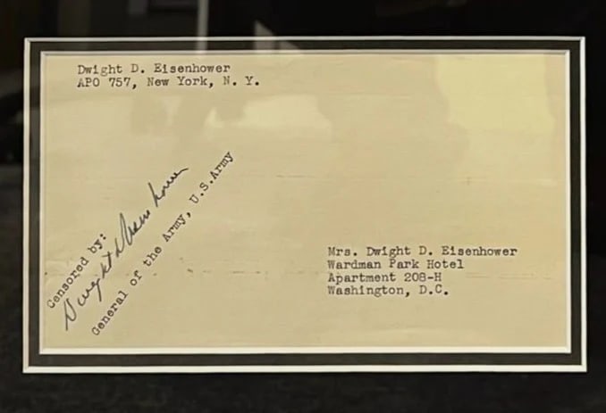 Dwight Eisenhower, 34th President of the U.S.A Hand Signed Framed Envelope Presentation, 55cm x: Dwight Eisenhower, 34th President of the U.S.A Hand Signed Framed Envelope Presentation, 55cm x 30cm. COA Supplied On All Items Upon Request