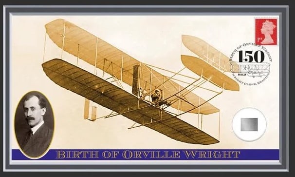 Orville Wright Hand Signed Cheque, Actual Piece Of 'Wright Flyer, FDC First Day Cover, Framed 40cm x - 2