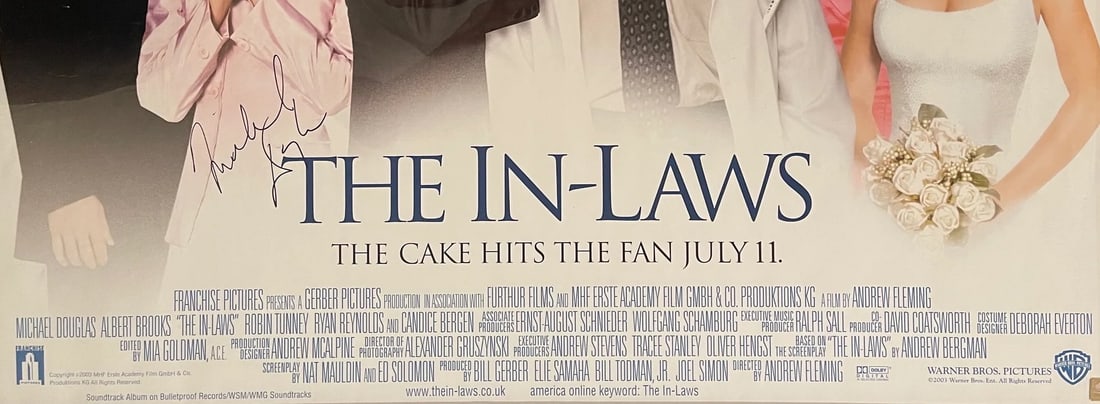 The In-Laws, Hand Signed Michael Douglas, 40 inch x 30 inch, Original Full Size Film Poster. COA - 2