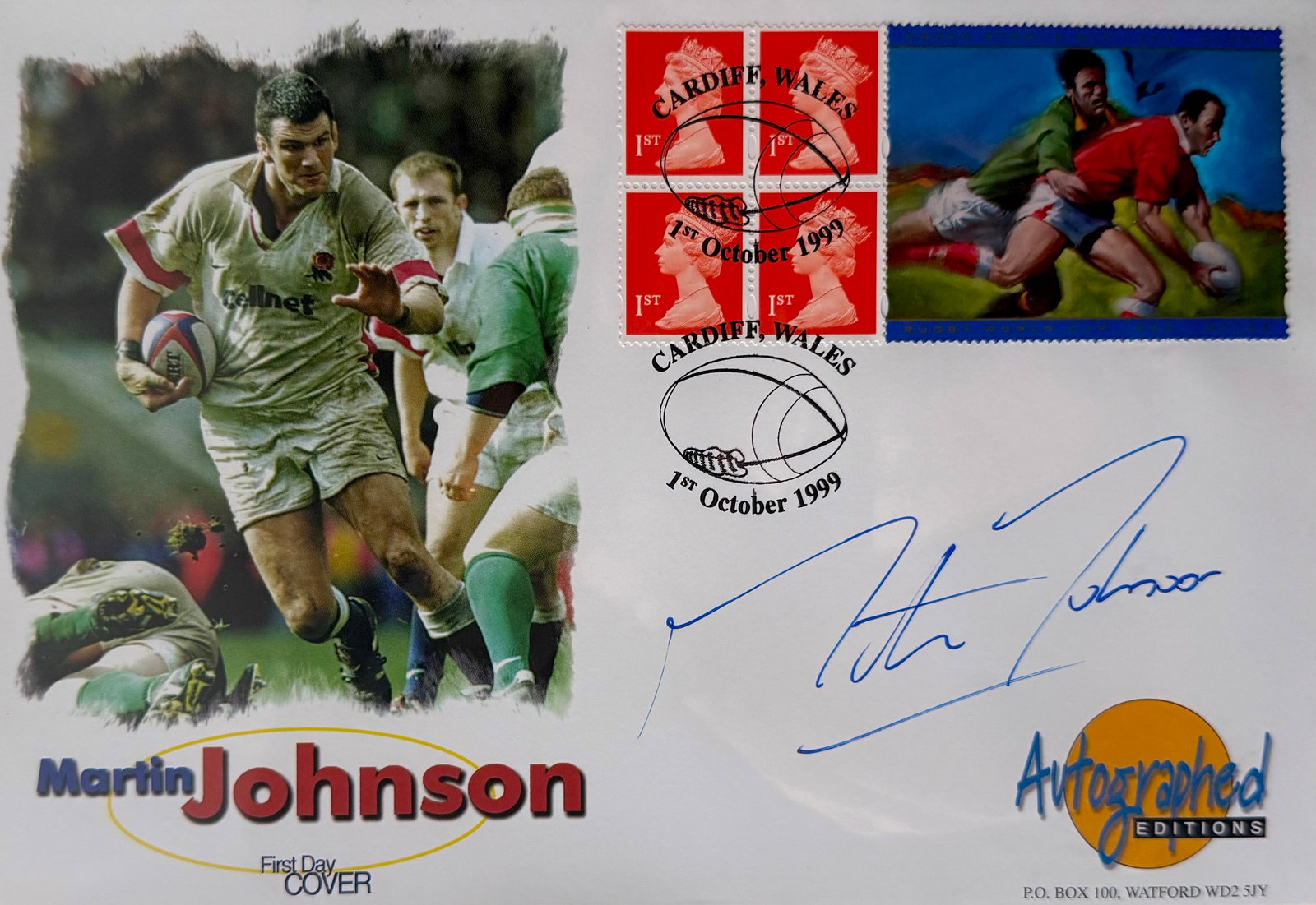 Martin Johnson, Hand Signed First Day Cover, FDC, Postmarked 1st October 1999. COA Supplied On All (1 of 2)
