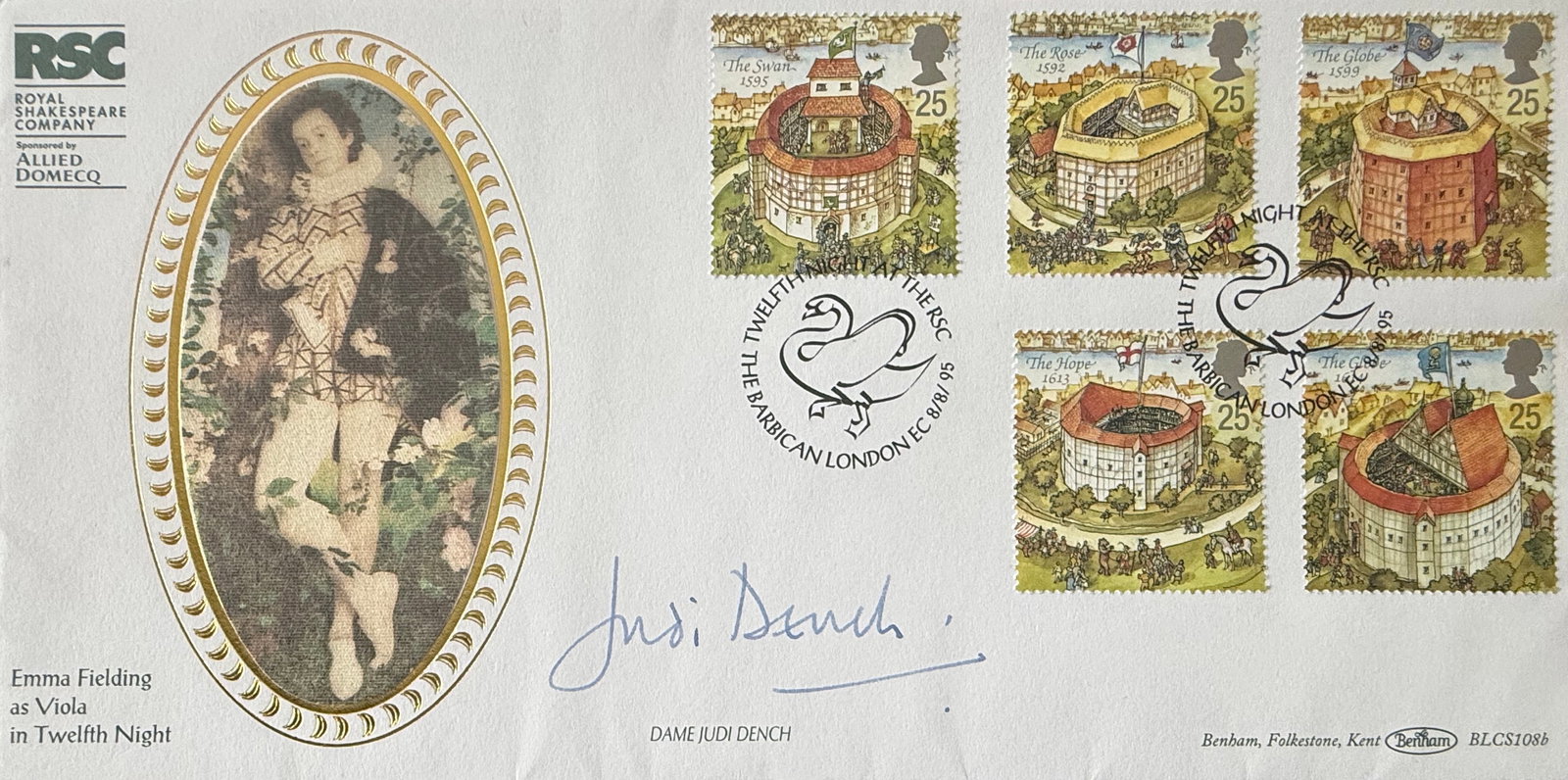 Dame Judi Dench, Hand Signed First Day Cover, FDC, Postmarked 8th August 1995. COA Supplied On All: Dame Judi Dench, Hand Signed First Day Cover, FDC, Postmarked 8th August 1995. COA Supplied On All Items Upon Request