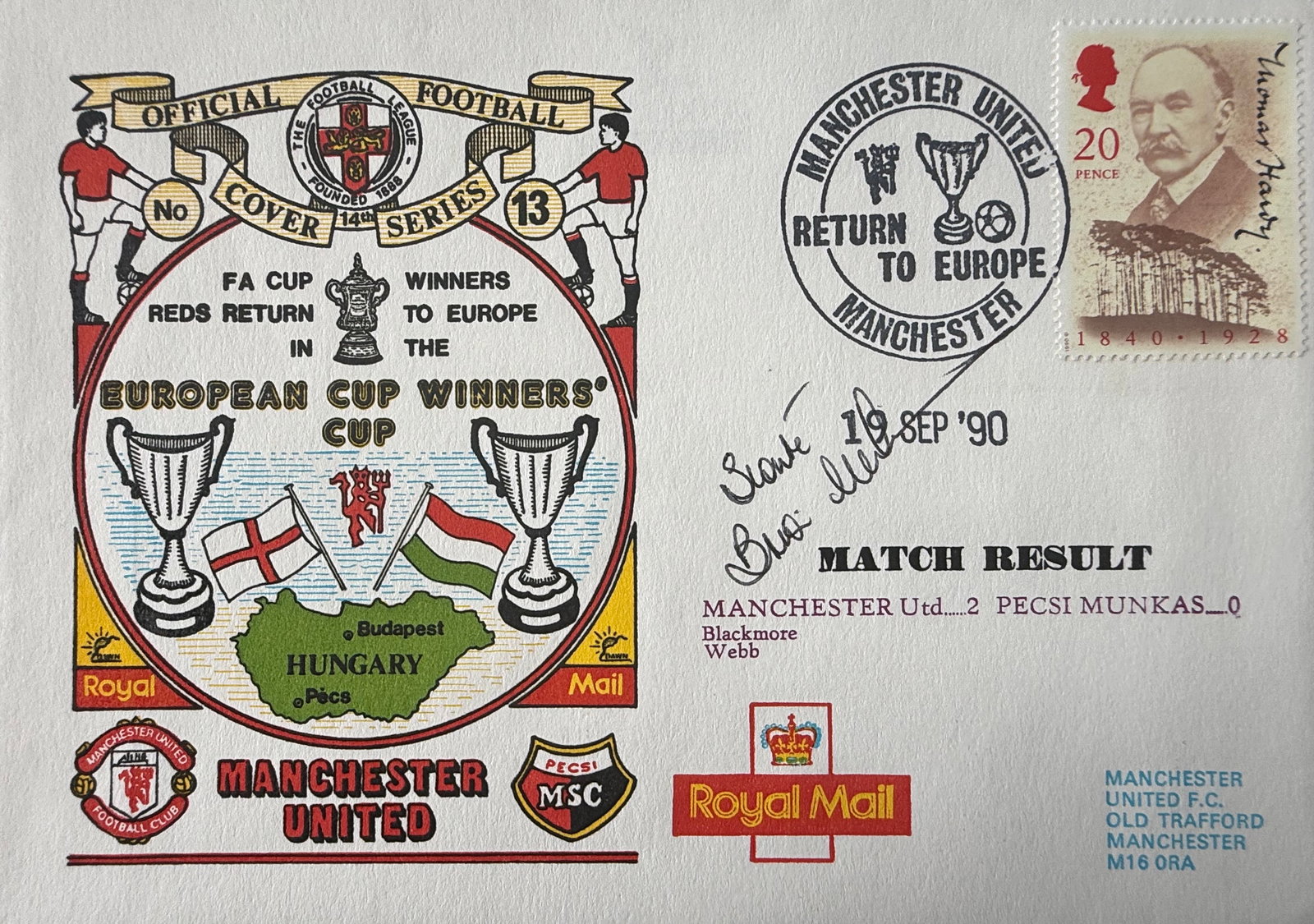 Brian McClair, Hand Signed First Day Cover, FDC, Postmarked 19th September 1990. COA Supplied On All (1 of 2)