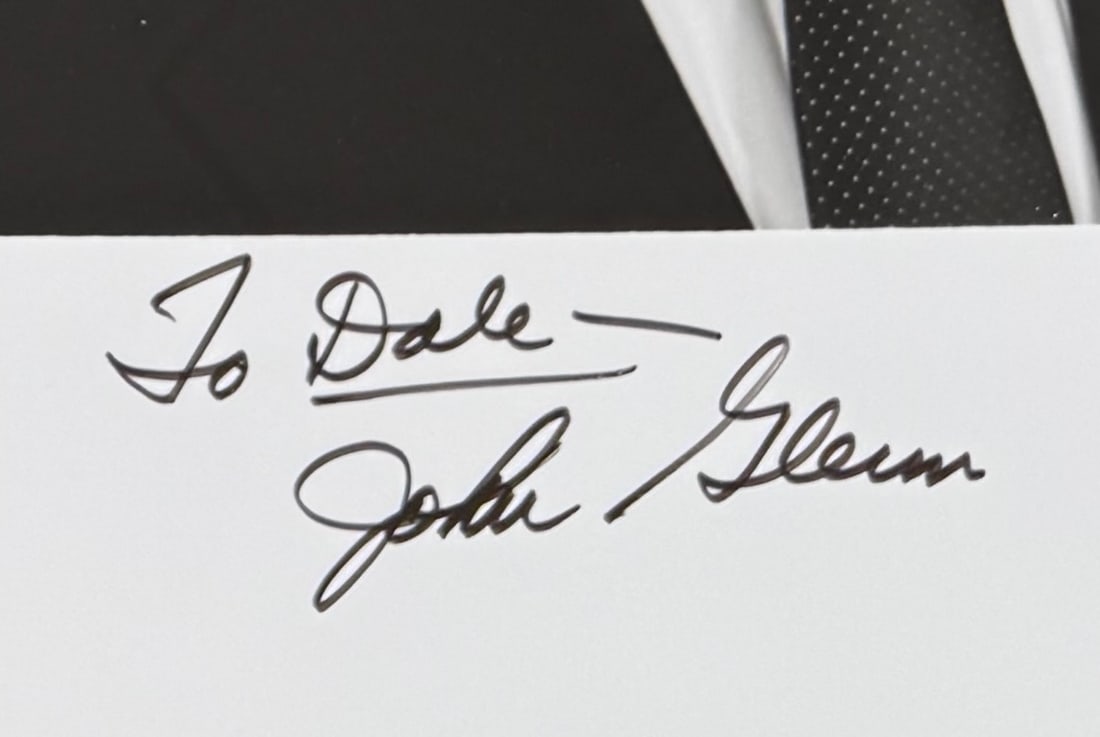 John Glenn, Hand Signed 25cm x 20cm Dedicated Photo. John Reznikoff COA - 2