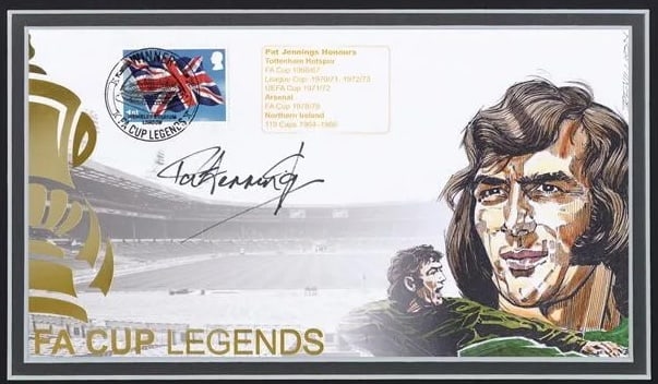Pat Jennings, Tottenham Hotspur Hand Signed Framed 40cm x 30cm FDC First Day Cover. COA (1 of 3)