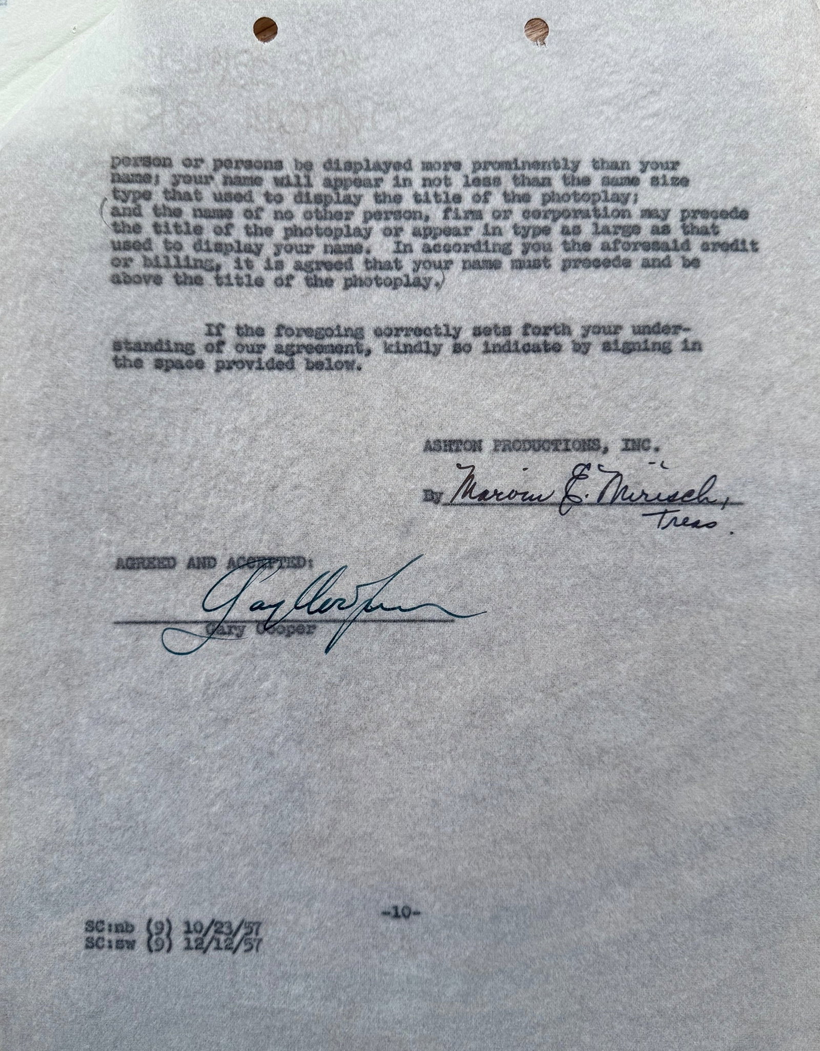 Gary Cooper Hand Signed Original Film Contract, Framed 50cm x 40cm. COA Supplied On All Items Upon (1 of 5)