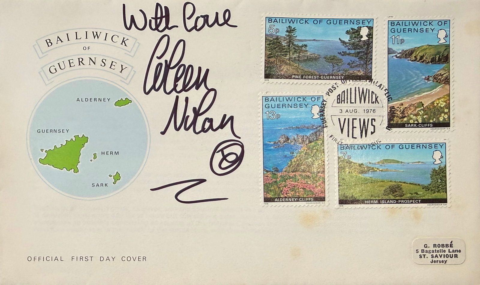Coleen Nolan, Hand Signed First Day Cover, FDC, Postmarked 3rd August 1976. COA Supplied On All (1 of 2)