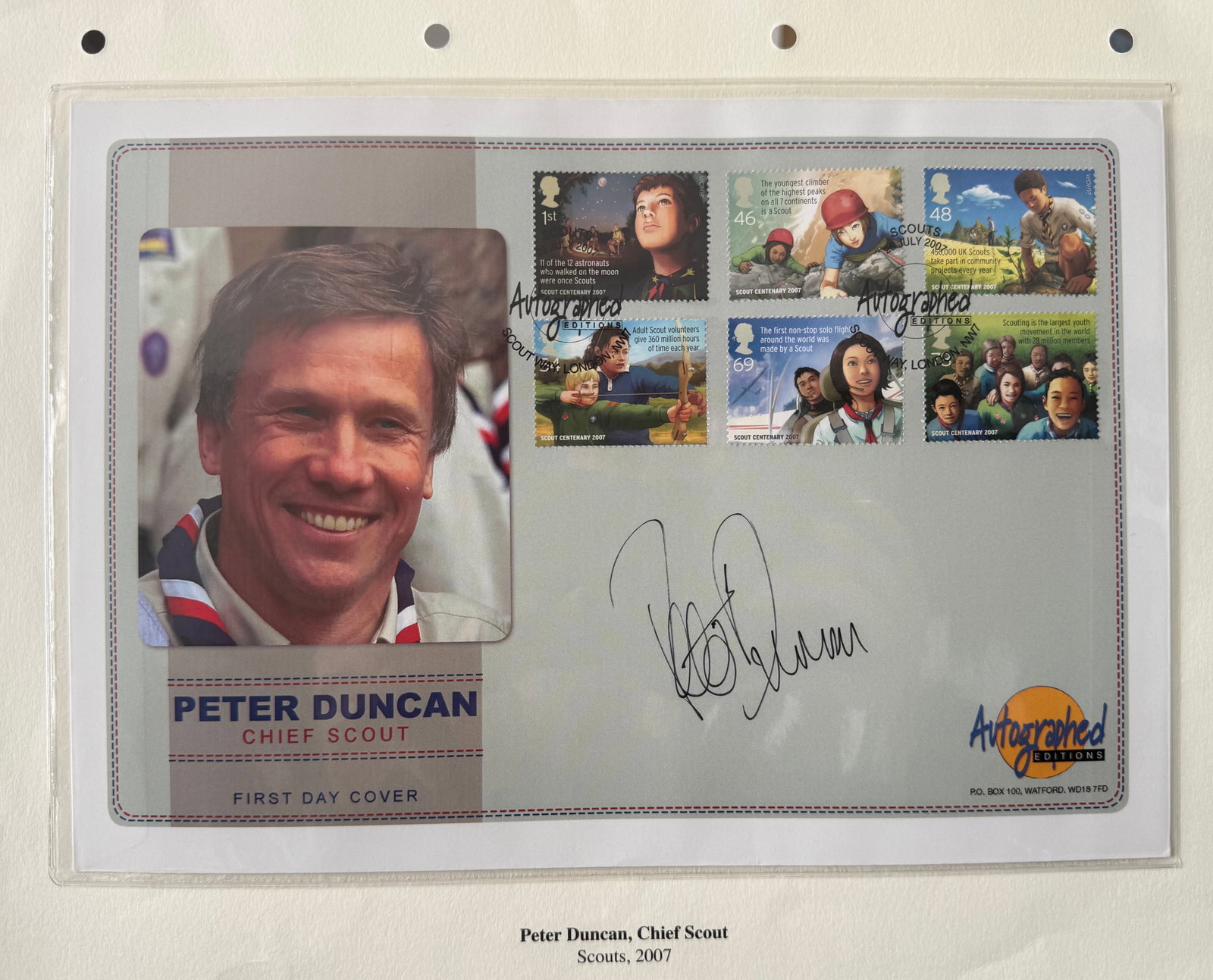 Peter Duncan, Hand Signed First Day Cover, FDC, Postmarked 26th July 2007. COA Supplied On All Items: Peter Duncan, Hand Signed First Day Cover, FDC, Postmarked 26th July 2007. COA Supplied On All Items Upon Request