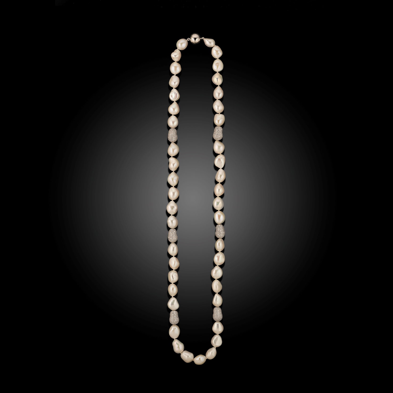 Silver Baroque Freshwater And CZ Pearl Necklace (1 of 3)