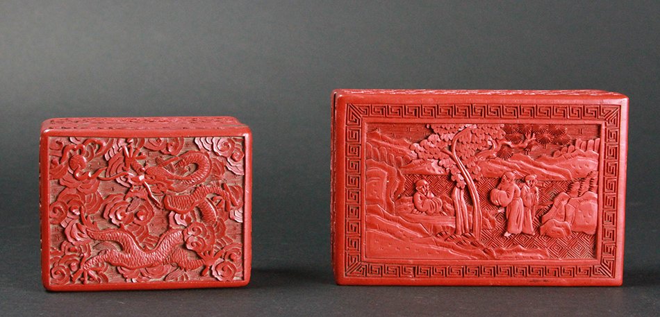 TWO CHINESE CINNABAR BOXS (1 of 7)